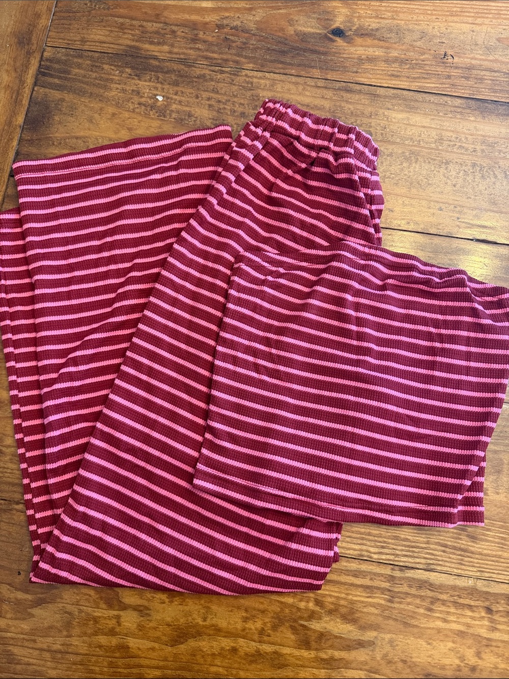 Striped Pink Women's Leggings with Elastic Waist
